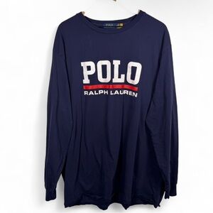 SOLD — Polo Ralph Lauren Navy Blue Long Sleeve Graphic T Shirt Size 2XLT Tall
